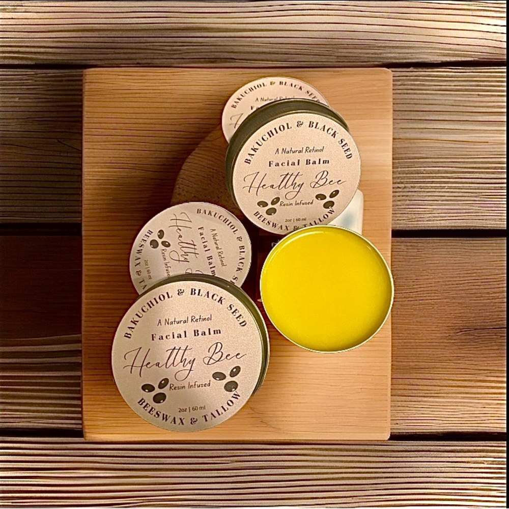 Bakuchiol Oil and Black Cumin Seed Balm. A Resin Infused Facial Balm